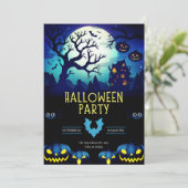 不気味な幽霊屋敷とカボチャのハロウィンパーティー 招待状 (スタンド正面)