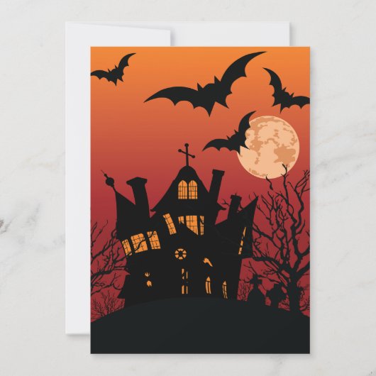 不気味な幽霊屋敷のハロウィンナイト 招待状 (正面)