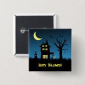 不気味な幽霊屋敷のハロウィン 缶バッジ (正面&裏面)