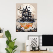 不気味な幽霊屋敷ハロウィンパーティー ポスター (ホームオフィス)