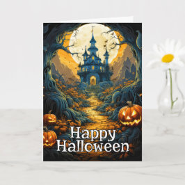 不気味な幽霊屋敷 - ハッピーハロウィン カード