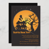 不気味な幽霊屋敷 ハロウィンパーティーの招待状 招待状 (正面/裏面)