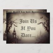 不気味な幽霊屋敷 ハロウィンパーティー 招待状 (正面/裏面)