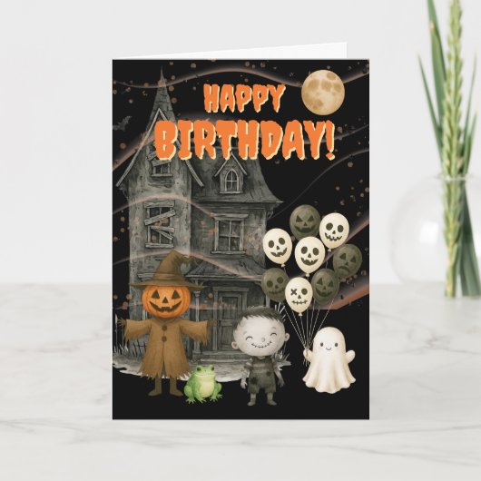 不気味な幽霊屋敷 ハロウィン 誕生日 シーズンカード (正面)