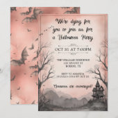 不気味な幽霊屋敷 大人ハロウィンパーティー 招待状 (正面/裏面)