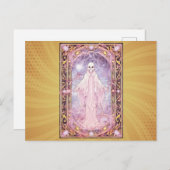 不気味な幽霊稲妻金ゴールドバックグラウンドハロウィーン シーズンポストカード (正面/裏面)