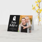 不気味な幽霊|ハロウィンの写真の挨拶状 カード (黄色い花)