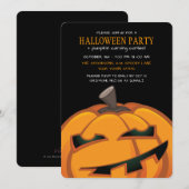 不気味な彫りのカボチャ ハロウィンパーティーの招待状 招待状 (正面/裏面)