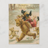 不気味な心のこもったクリスマスヴィンテージ誘拐熊 シーズンポストカード (正面)