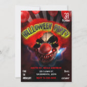 不気味な怖いキラーピエロハローウィンパーティ 招待状 (正面)