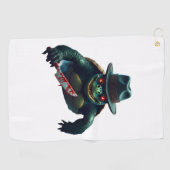 不気味な怖いハロウィーンのカメTシャツ ゴルフタオル (横)