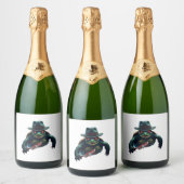 不気味な怖いハロウィーンのカメTシャツ スパークリングワインラベル (ボトル)