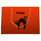 不気味な怖い黒猫ハロウィーン ラージペーパーバッグ (正面)