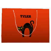 不気味な怖い黒猫ハロウィーン ラージペーパーバッグ (裏面)