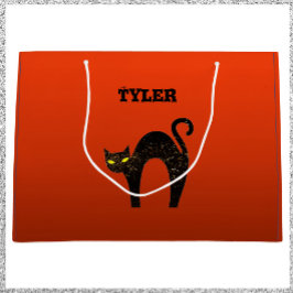 不気味な怖い黒猫ハロウィーン ラージペーパーバッグ