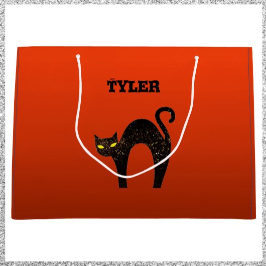 不気味な怖い黒猫ハロウィーン ラージペーパーバッグ