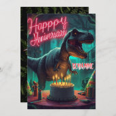 不気味な恐竜の周年ハロウィンカード 招待状 (正面/裏面)