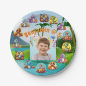 不気味な恐竜ハロウィーンの誕生日紙プレート ペーパープレート (正面)