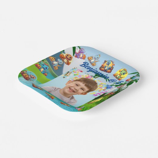 不気味な恐竜ハロウィーンの誕生日紙プレート ペーパープレート (傾斜あり)