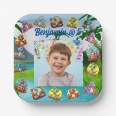 不気味な恐竜ハロウィーンの誕生日紙プレート ペーパープレート (正面)