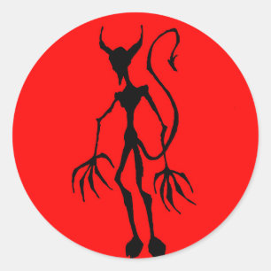 不気味な悪魔のステッキの姿 ラウンドシール