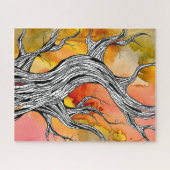 不気味な抽象木ペン画アート ジグソーパズル (横)