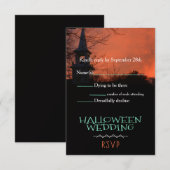 不気味な教会のハロウィンウェディング出欠確認カード 出欠カード (正面/裏面)