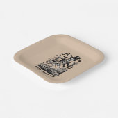 不気味な日ハロウィーンの魔女スケルトンを持っている ペーパープレート (傾斜あり)