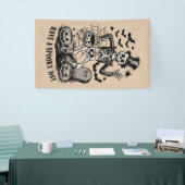 不気味な日ハロウィーンの魔女スケルトンを持っている 横断幕 (トレードショー)