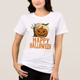 不気味な木とカボチャのハロウィンTシャツ トライブレンドTシャツ