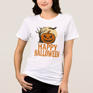 不気味な木とカボチャのハロウィンTシャツ トライブレンドTシャツ