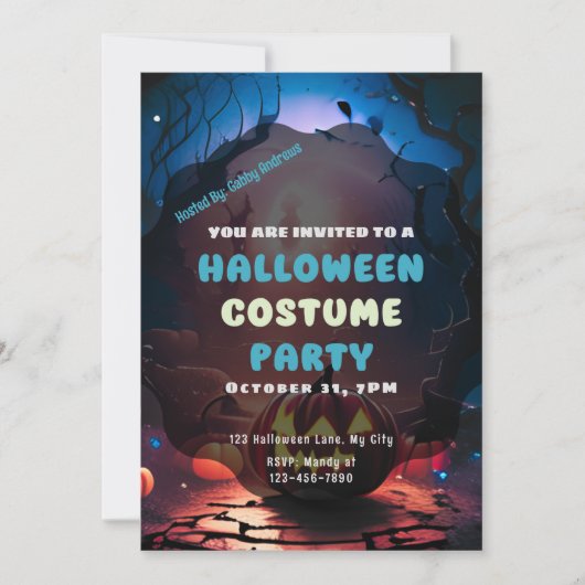 不気味な森のジャック – O'ランタンヴィンテージハロウィーン 招待状 (正面)