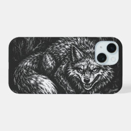 不気味な森の狐 ― BurnsInHell作 iPhone 15ケース