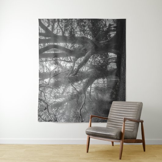 不気味な森の白黒写真 タペストリー (インサイチュ)