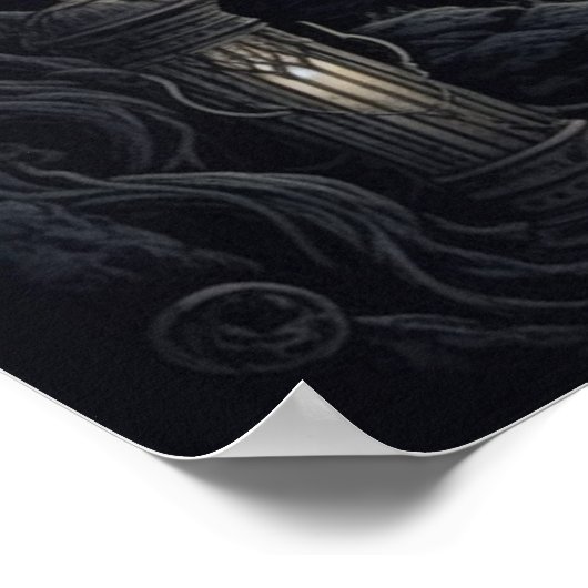 不気味な森を曲がりくねった道のスケッチ ポスター (角)