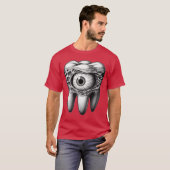 不気味な歯の目玉 超現実的ホラー ウィアードコア パンク G Tシャツ (正面フル)