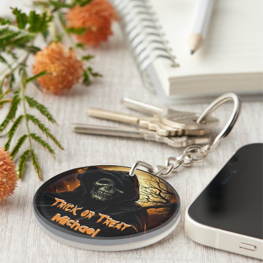 不気味な死神のトリックまたは治療 キーホルダー (正面右)