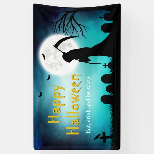 不気味な死神の死のハッピーハローウィンパーティー 横断幕 (縦)