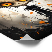 不気味な漫画ファンタジーハロウィンモンスターツリー ポスター (角)