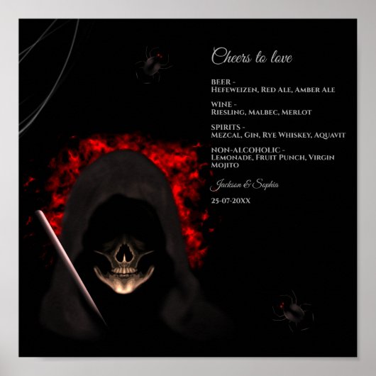 不気味な濃いムーディオティックスカルドリンクのメニュー記号 ポスター (正面)