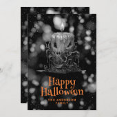 不気味な燃えるハロウィーンキャンドル シーズンカード (正面/裏面)