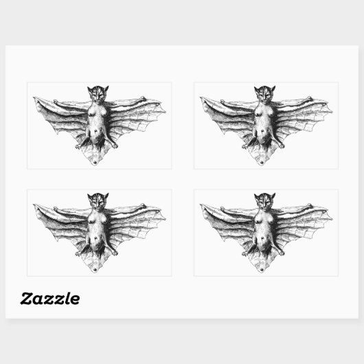 不気味な猫こうもりクリーチャーモンスターモンスターファンタジー獣 長方形シール (シート)