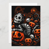 不気味な猫とカボチャ 招待状 (正面/裏面)