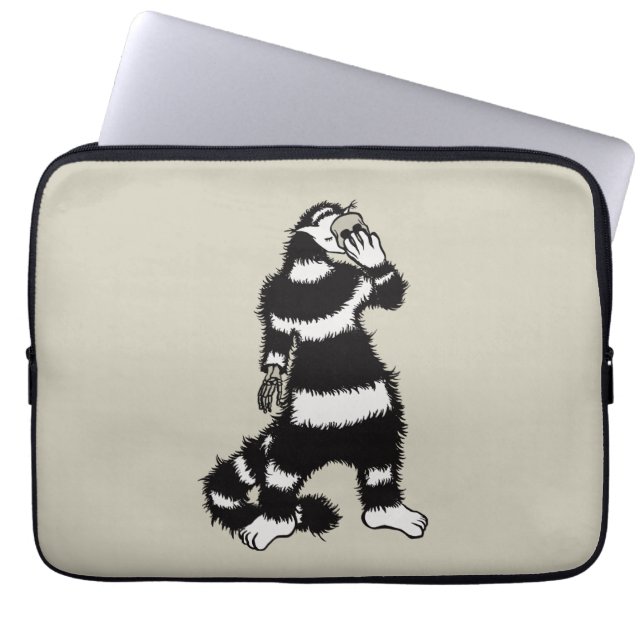 不気味な猫の生き物スケルトンの手スカルマスク ラップトップスリーブ (正面)