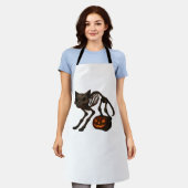 不気味な猫スケルトンクラシックハロウィーンギフトTシャツ エプロン (着用した状態)