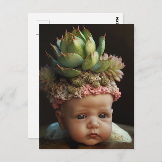 不気味な生き生きとした人形の多肉園 ポストカード (正面/裏面)