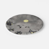 不気味な町 水彩 ハロウィン 紙皿 (アングル)