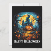 不気味な白熱［赤熱］光を放つかぼちゃのハローウィンパーティ招待状 招待状 (裏面)