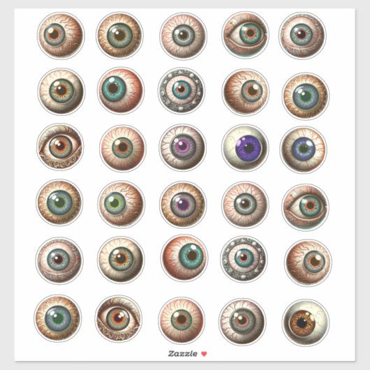 不気味な目玉のカラーイラストアート シール (シート)