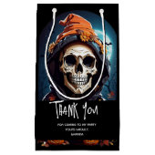 不気味な笑いスケルトンパーティーありがとう スモールペーパーバッグ (正面)
